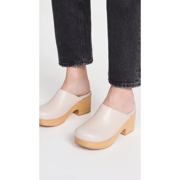 Rachel Comey Blaring Clog Nappa Leather White Natural Wood Size 8 NIB Clogs - Picture 16 of 16